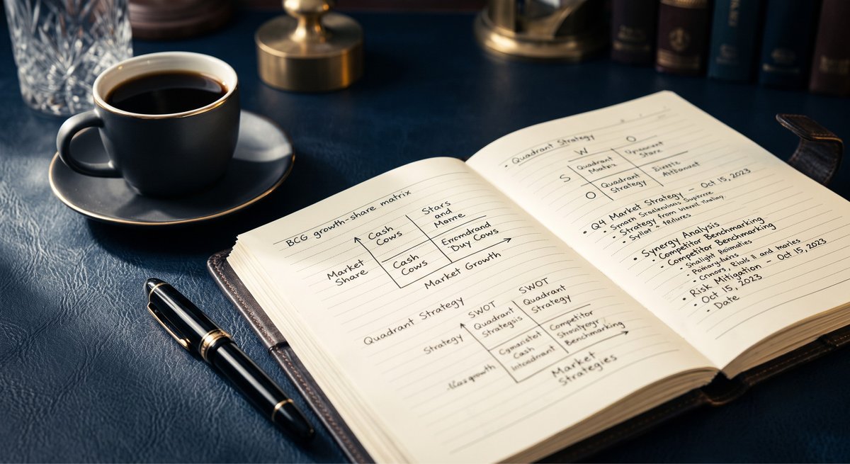 A leather document folder with a fountain pen, symbolizing consulting engagements